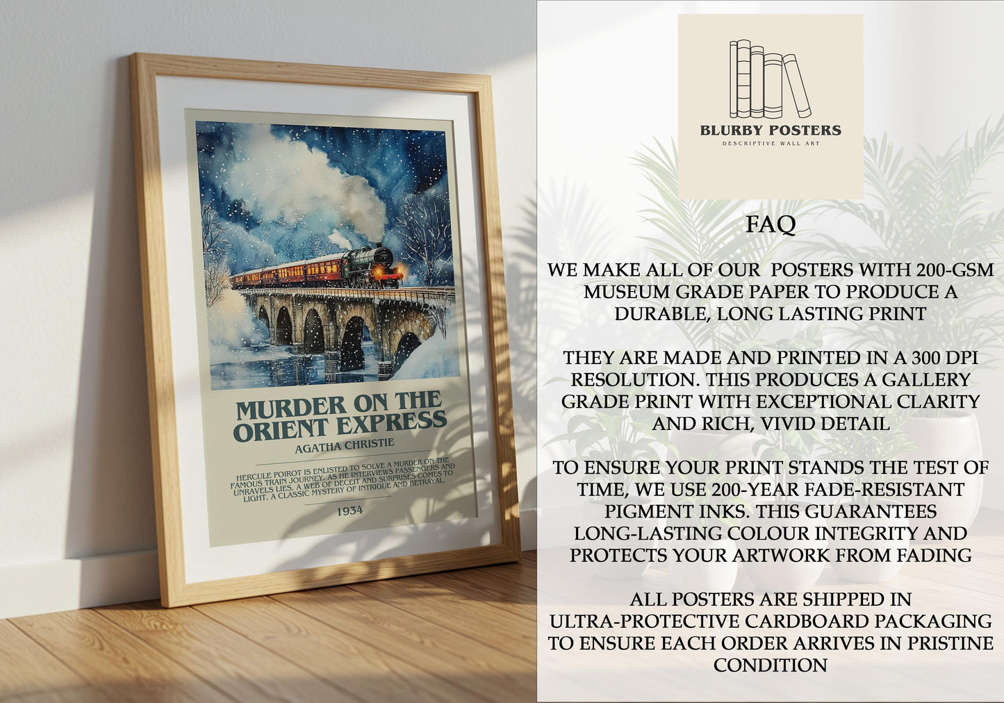 Murder On The Orient Express by Agatha Christie | Descriptive Book Poster | Modern