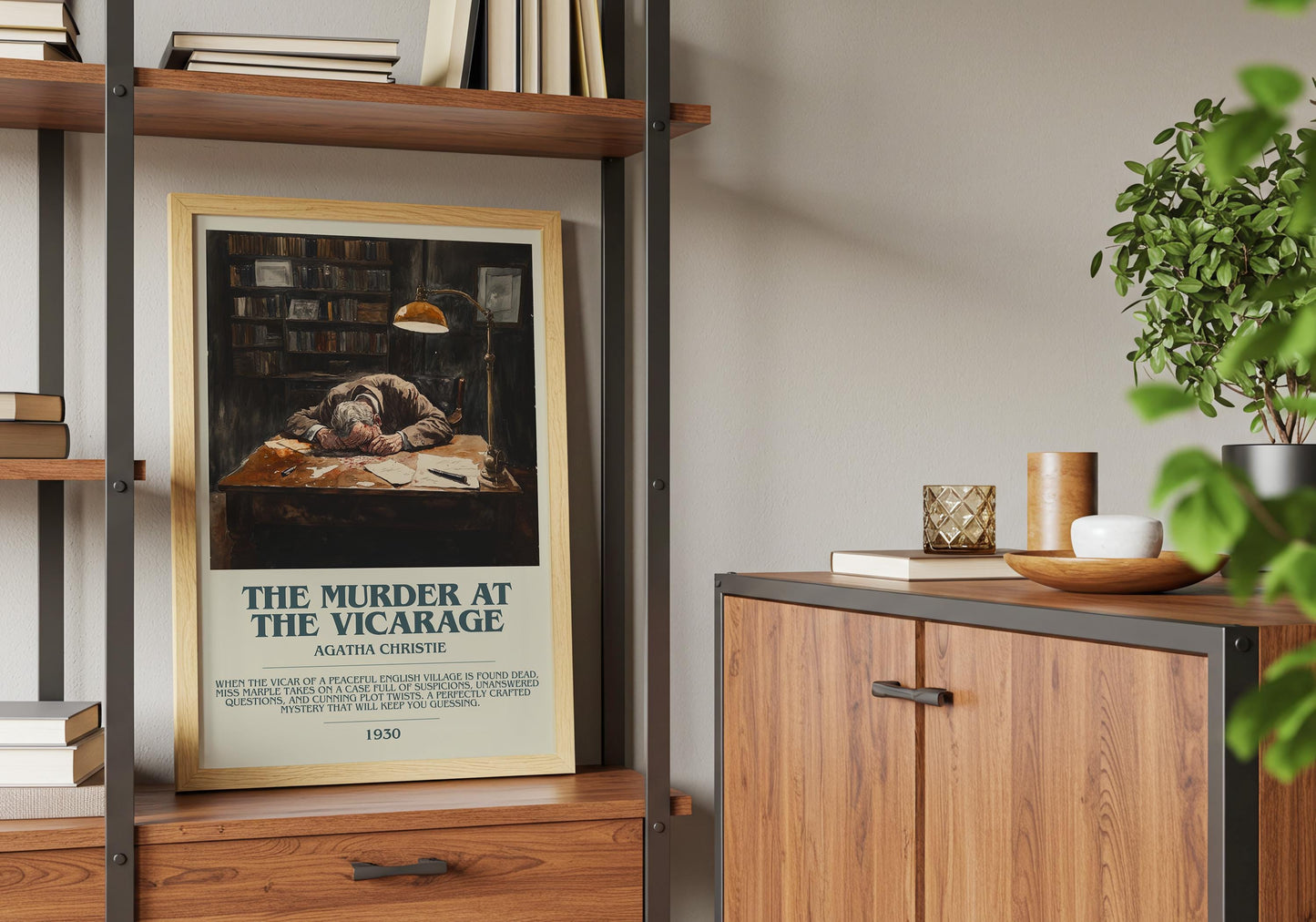 The Murder At The Vicarage by Agatha Christie Descriptive Poster Print. Free Delivery Wall Art Author & Blurb Book Artwork Novel Modern