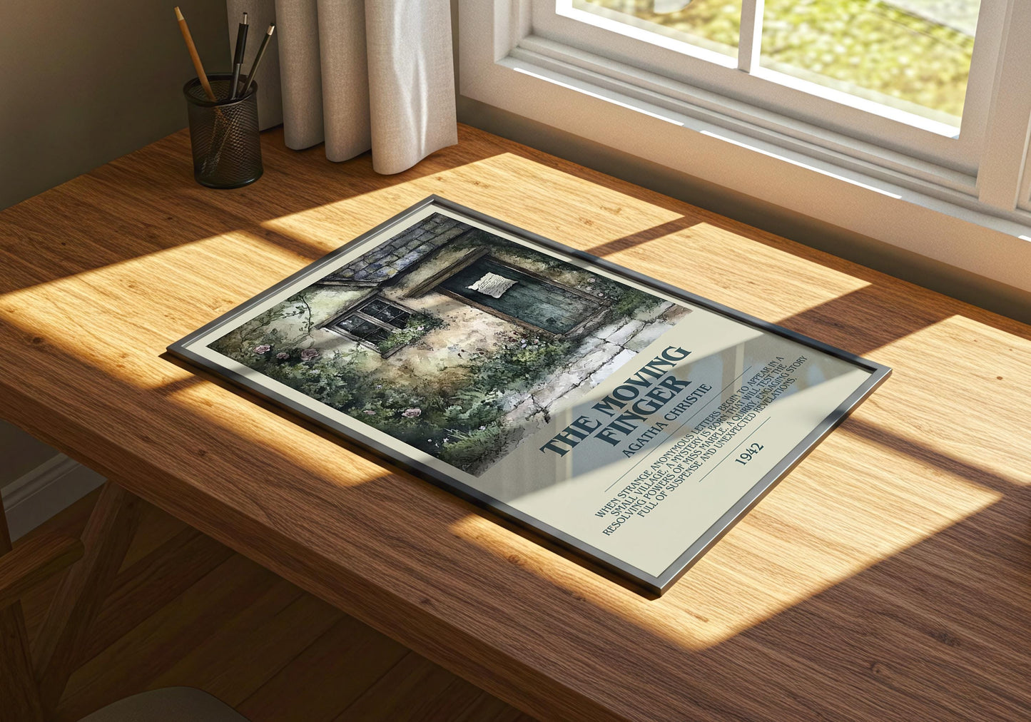 The Moving Finger by Agatha Christie | Descriptive Book Poster | Modern