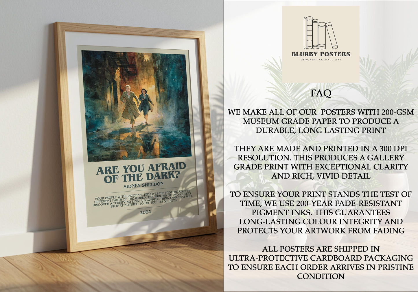 Are You Afraid Of The Dark by Sidney Sheldon | Descriptive Book Poster | Modern