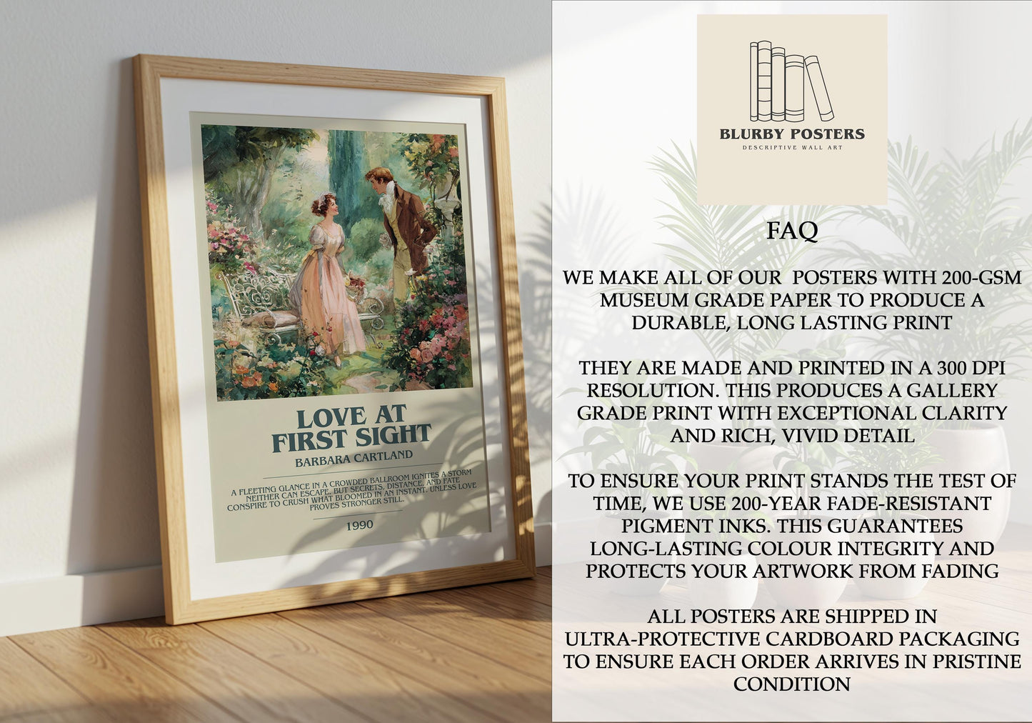 Love At First Sight by Barbara Cartland | Descriptive Book Poster | Modern