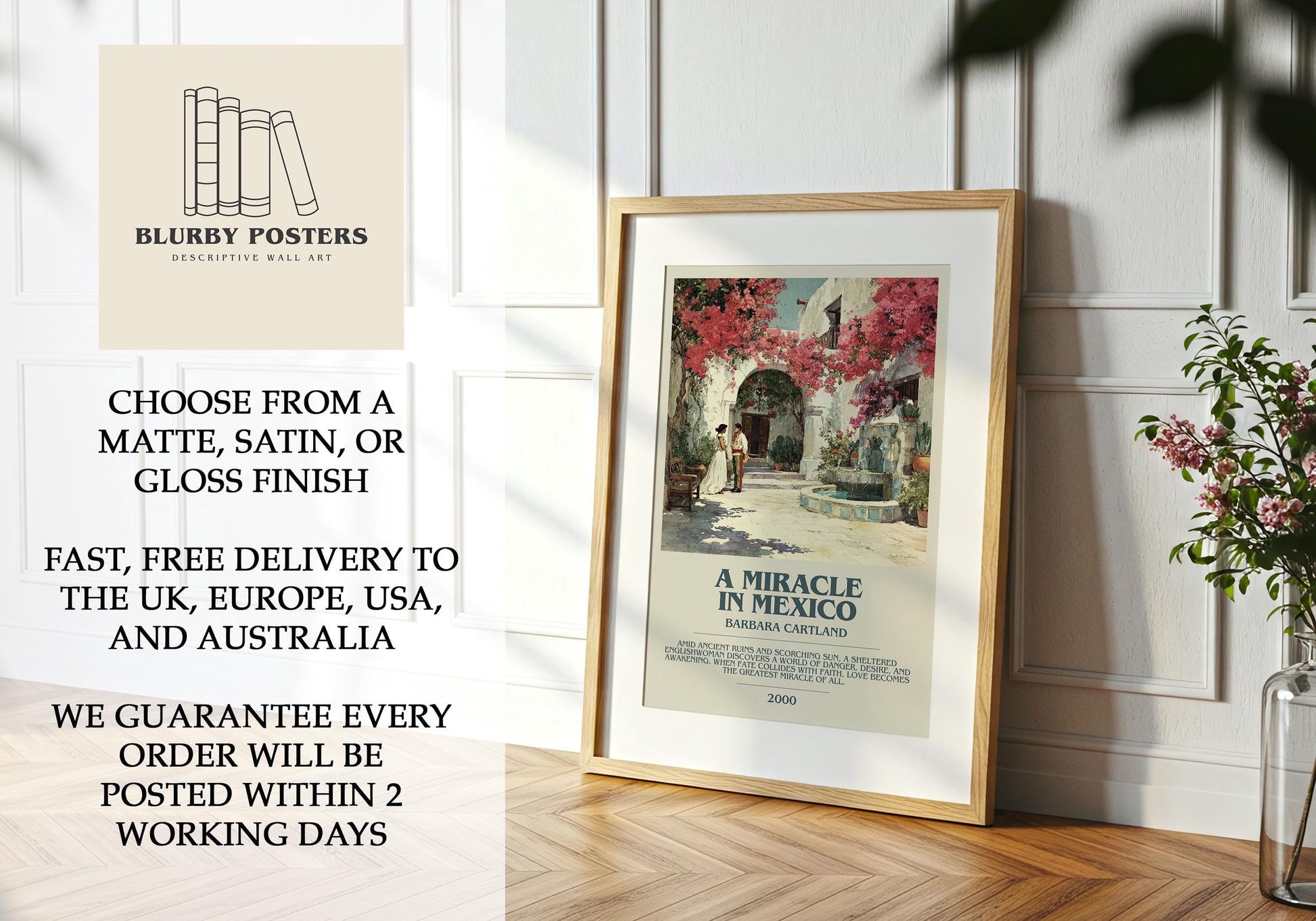 A Miracle In Mexico by Barbara Cartland | Descriptive Book Poster | Modern