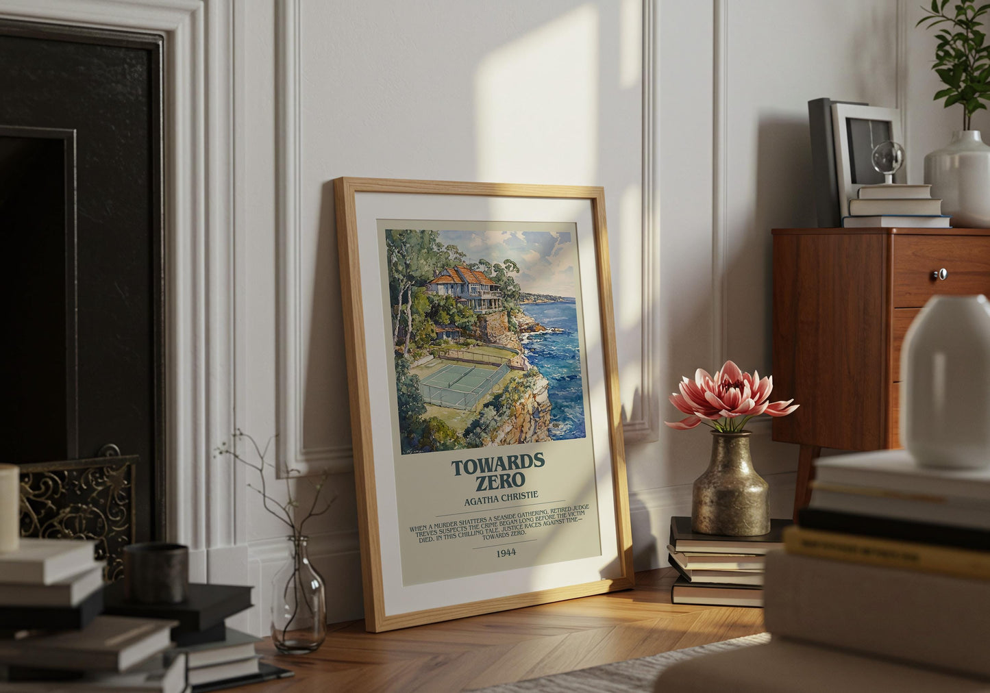 Towards Zero by Agatha Christie Descriptive Poster Print. Free Delivery Wall Art Author & Blurb Book Artwork Novel Modern Gift