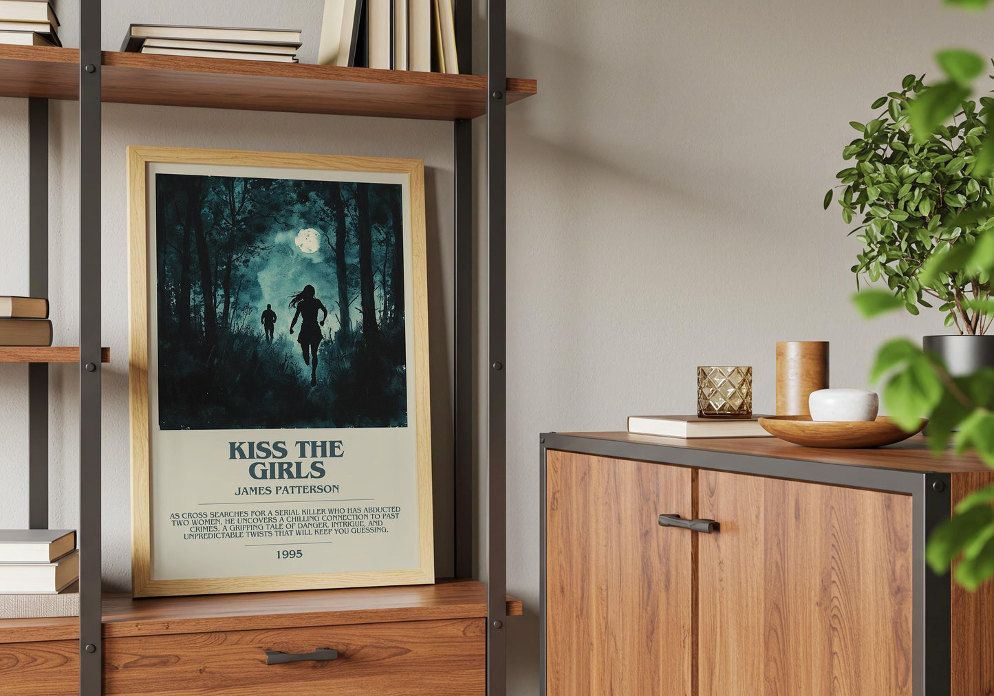 Kiss The Girls by James Patterson Descriptive Poster Print. Free Delivery Wall Art Author & Blurb Book Artwork Novel Modern