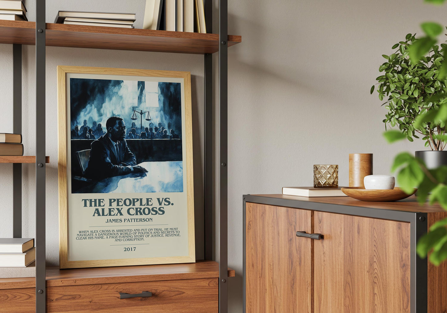 The People vs Alex Cross by James Patterson Descriptive Poster Print. Free Delivery Wall Art Author & Blurb Book Artwork Novel Modern