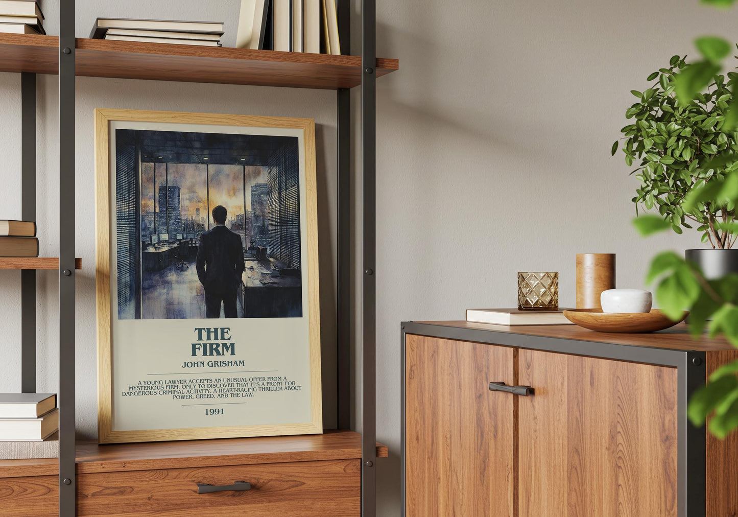 The Firm by John Grisham Descriptive Poster Print. Free Delivery Wall Art Author & Blurb Book Artwork Novel Modern