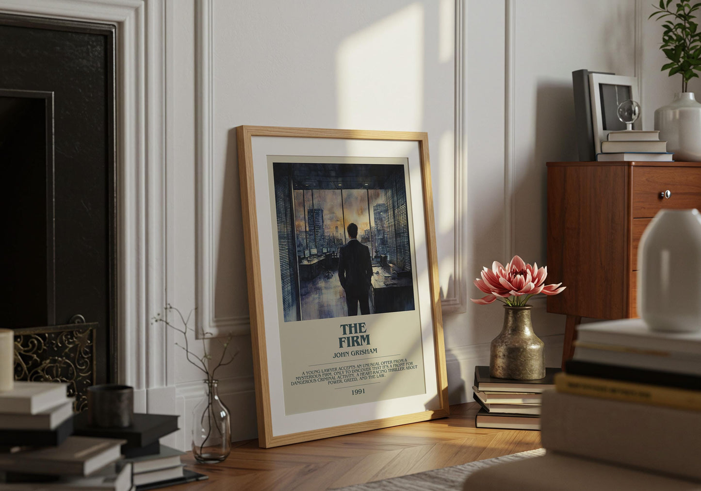 The Firm by John Grisham Descriptive Poster Print. Free Delivery Wall Art Author & Blurb Book Artwork Novel Modern