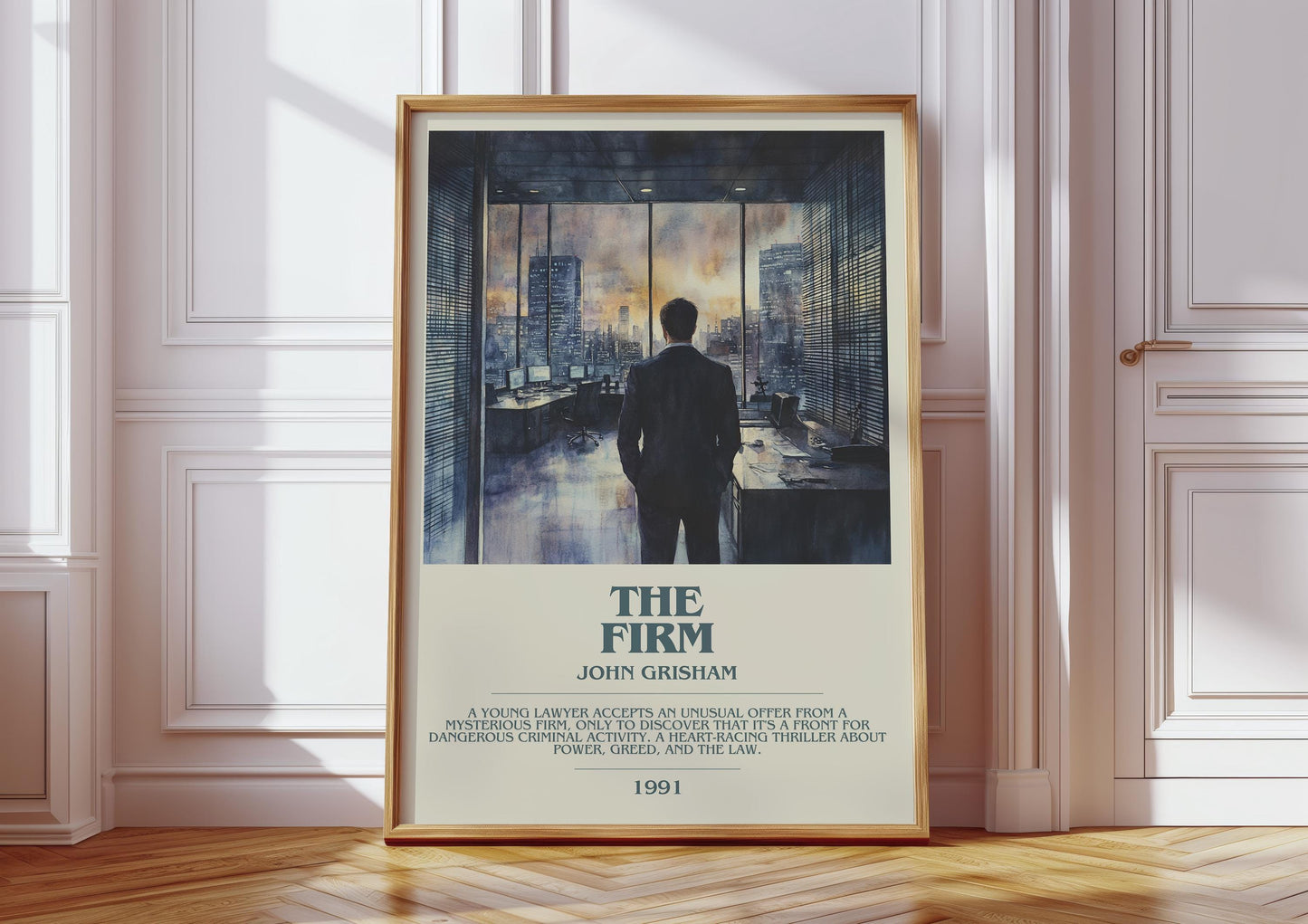 The Firm by John Grisham Descriptive Poster Print. Free Delivery Wall Art Author & Blurb Book Artwork Novel Modern