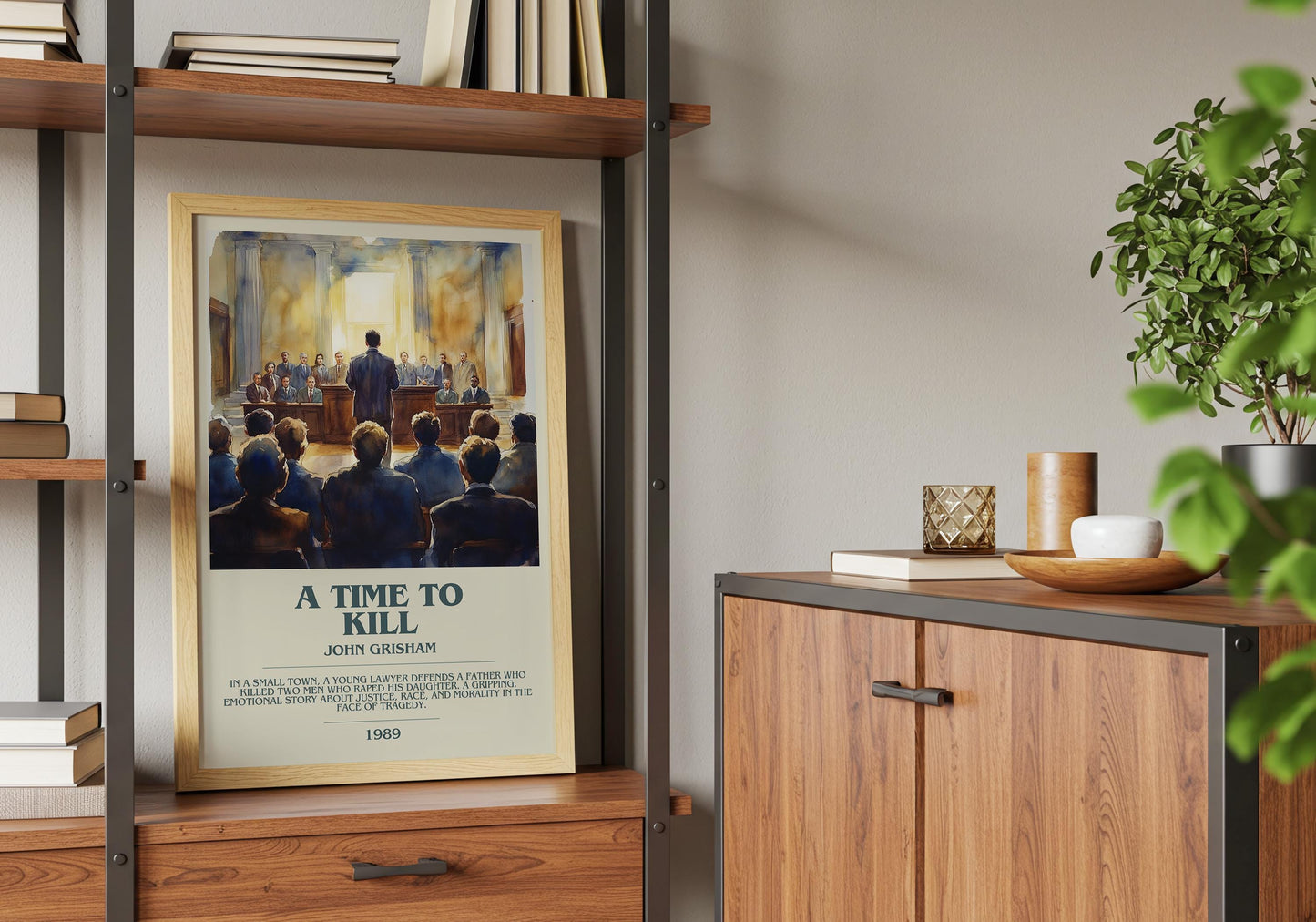 A Time To Kill by John Grisham Descriptive Poster Print. Free Delivery Wall Art Author & Blurb Book Artwork Novel Modern