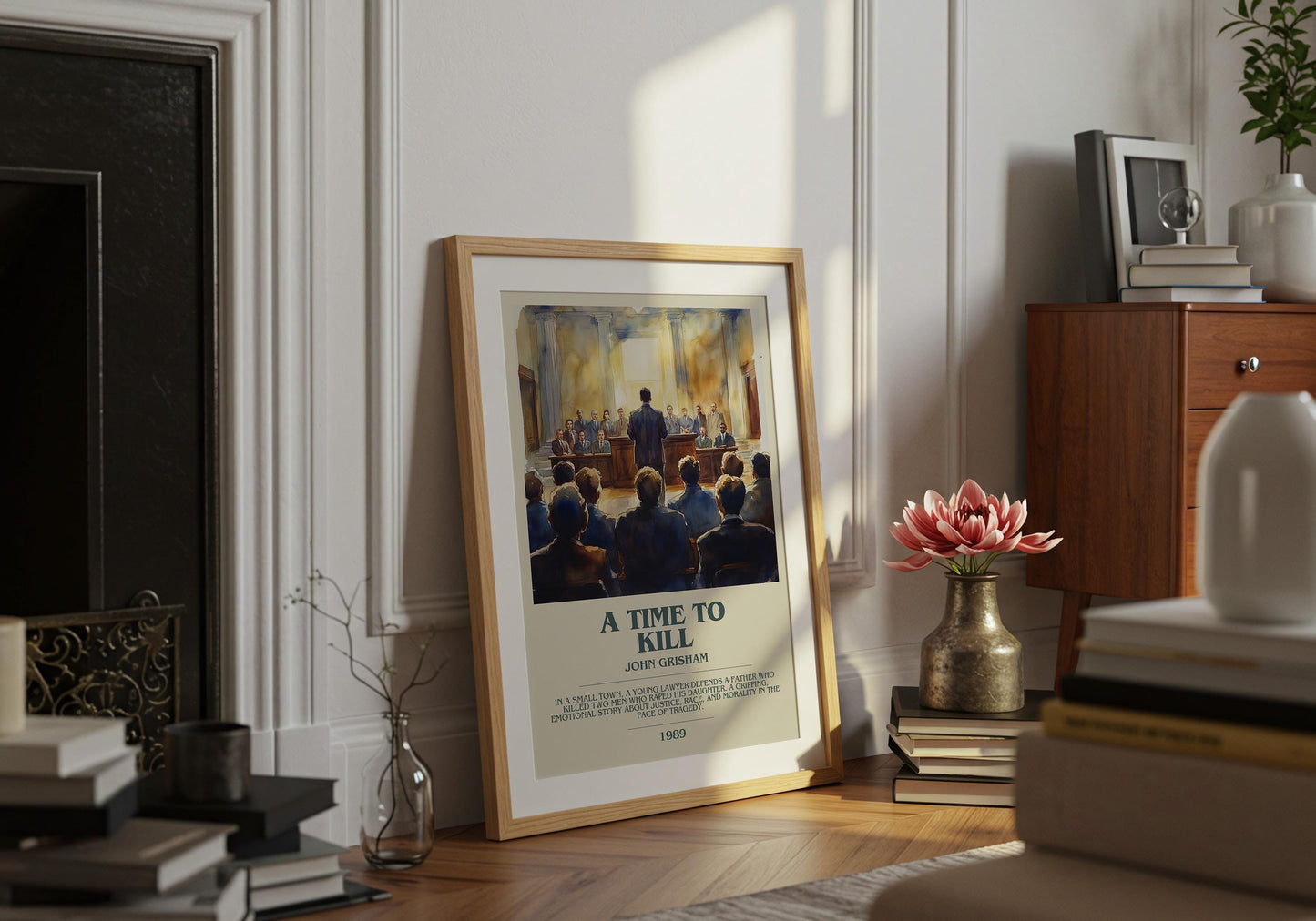 A Time To Kill by John Grisham Descriptive Poster Print. Free Delivery Wall Art Author & Blurb Book Artwork Novel Modern