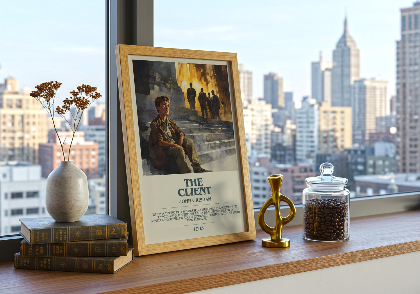 The Client by John Grisham Descriptive Poster Print. Free Delivery Wall Art Author & Blurb Book Artwork Novel Modern Gift
