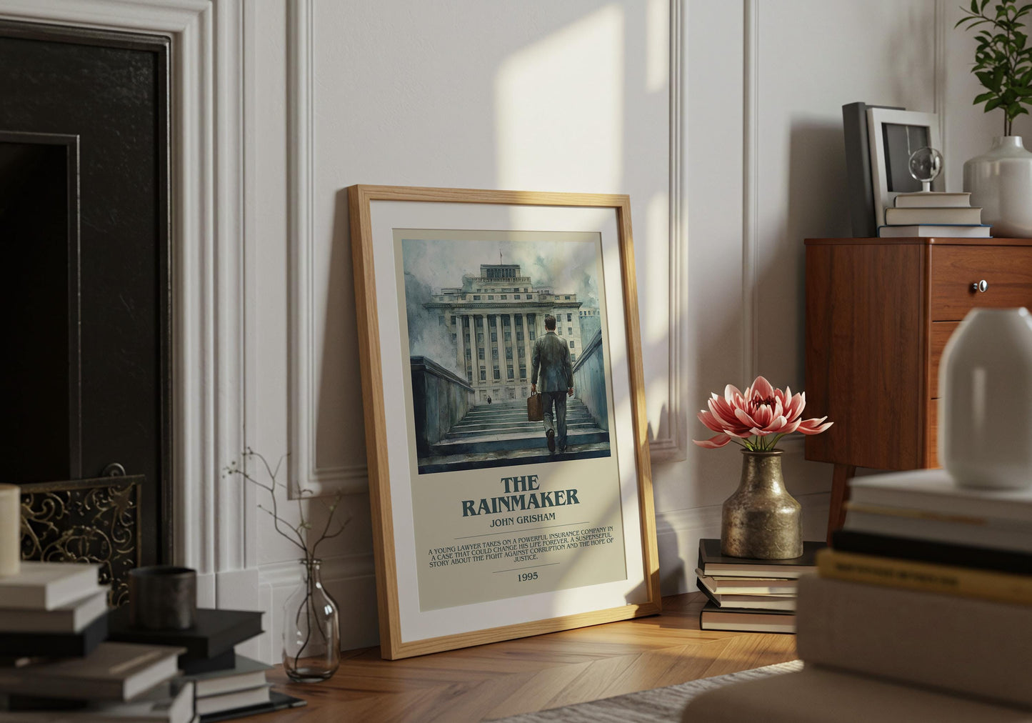 The Rainmaker by John Grisham Descriptive Poster Print. Free Delivery Wall Art Author & Blurb Book Artwork Novel Modern Gift
