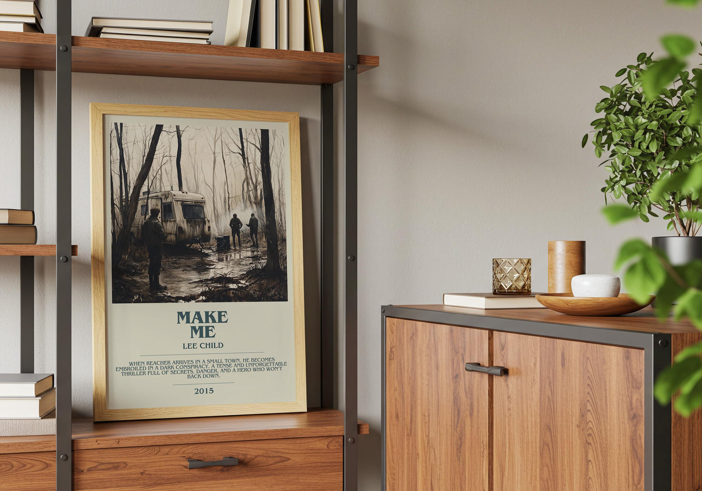 Make Me by Lee Child Descriptive Poster Print. Free Delivery Wall Art Author & Blurb Book Artwork Novel Modern Gift