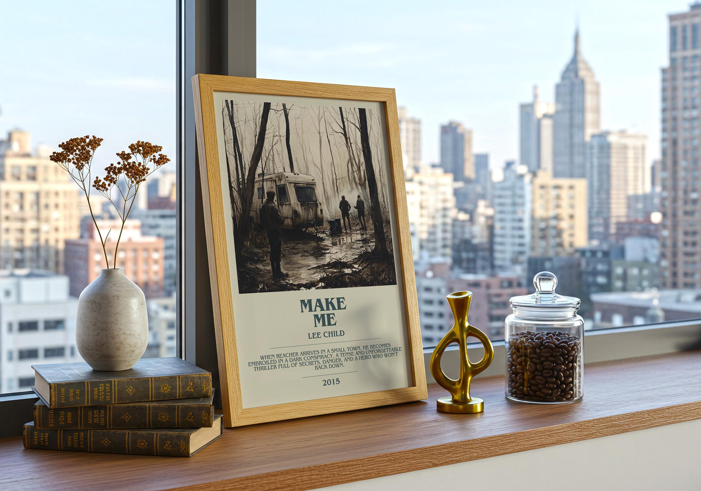Make Me by Lee Child Descriptive Poster Print. Free Delivery Wall Art Author & Blurb Book Artwork Novel Modern Gift