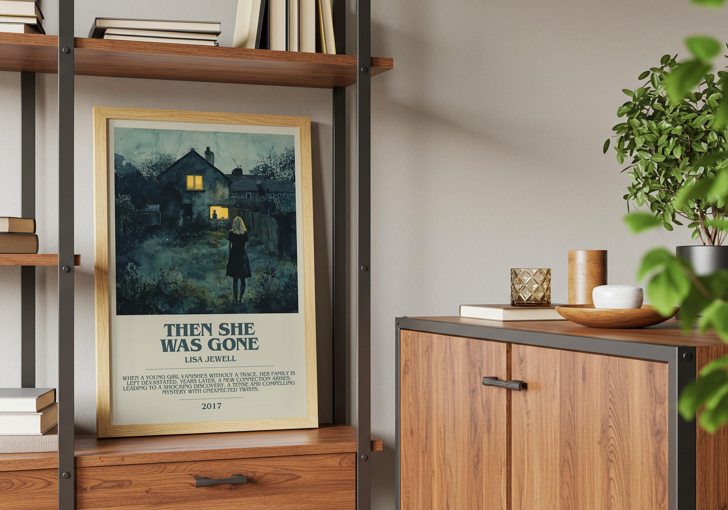 Then She Was Gone by Lisa Jewell Descriptive Poster Print. Free Delivery Wall Art Author & Blurb Book Artwork Novel Modern Gift