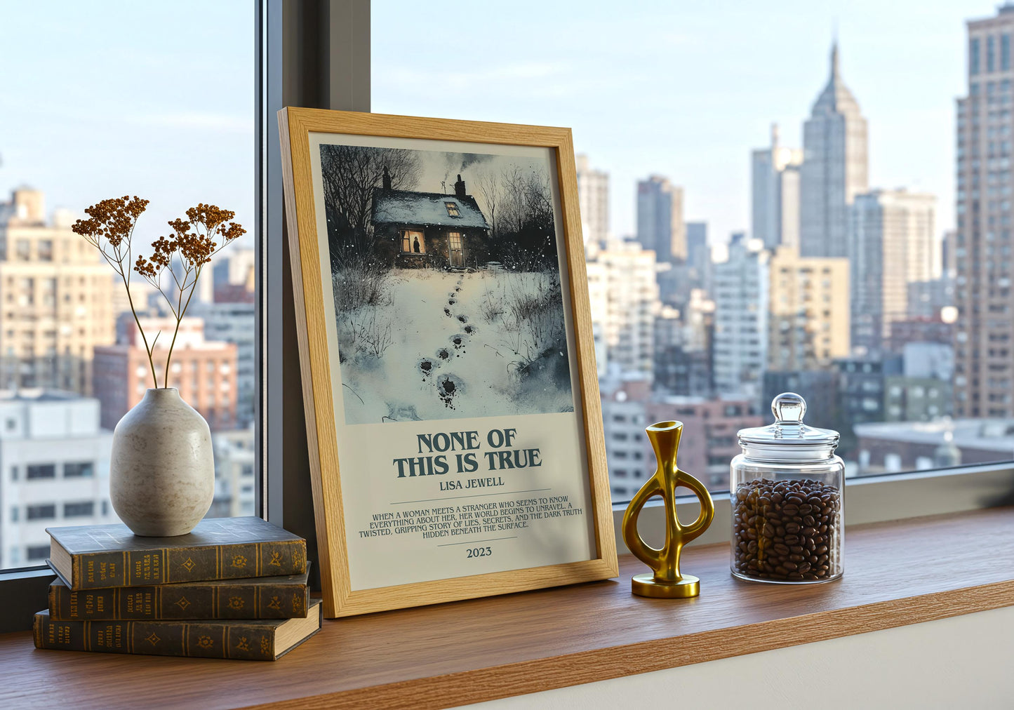 None Of This Is True by Lisa Jewell Descriptive Poster Print. Free Delivery Wall Art Author & Blurb Book Artwork Novel Modern Gift