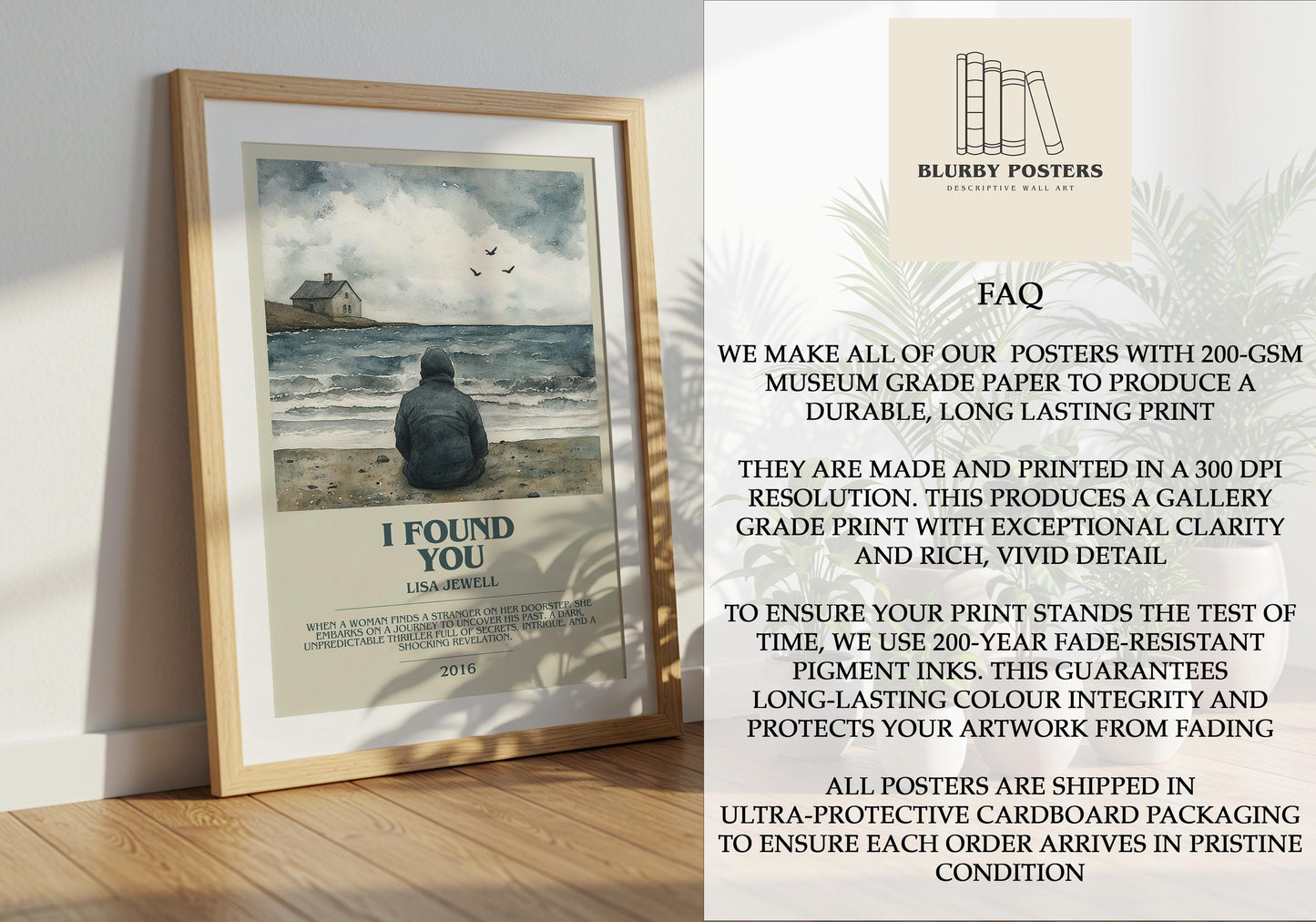 I Found You by Lisa Jewell Descriptive Poster Print. Free Delivery Wall Art Author & Blurb Book Artwork Novel Modern Gift