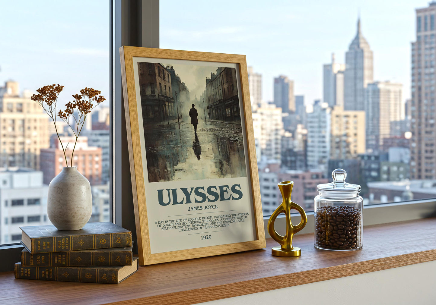 Ulysses by James Joyce Descriptive Poster Print. Free Delivery Wall Art Author & Blurb Book Artwork Novel Modern Gift