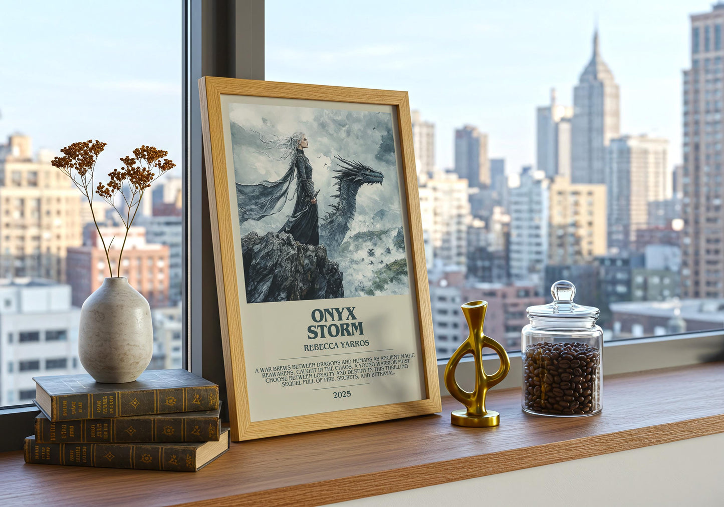 Onyx Storm by Rebecca Yarros Descriptive Poster Print. Free Delivery Wall Art Author & Blurb Book Artwork Novel Modern Gift