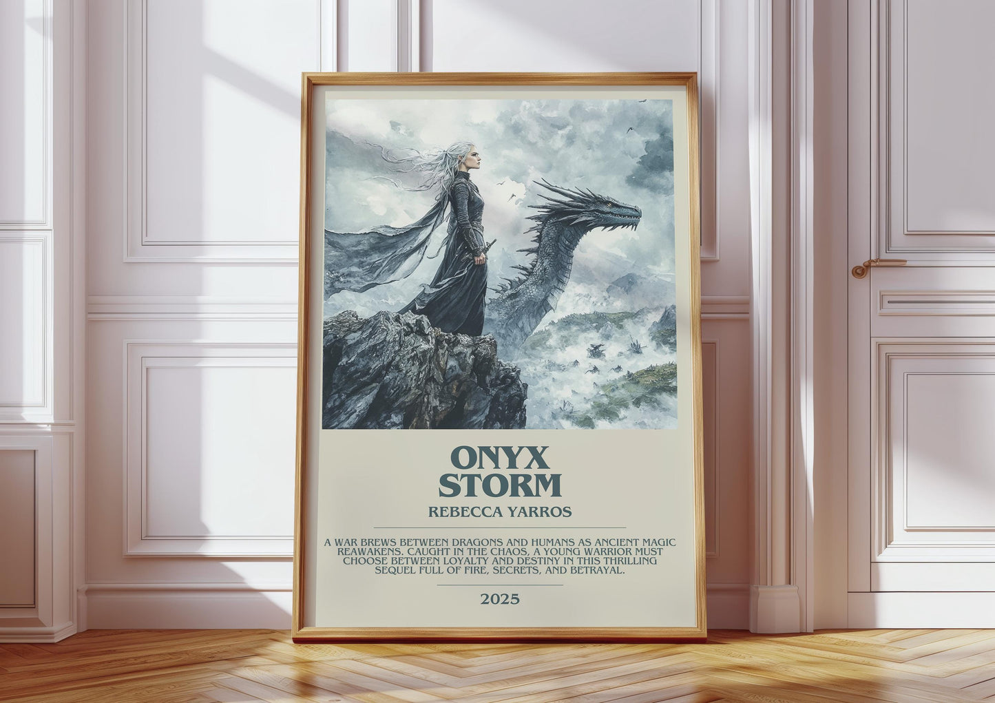 Onyx Storm by Rebecca Yarros Descriptive Poster Print. Free Delivery Wall Art Author & Blurb Book Artwork Novel Modern Gift