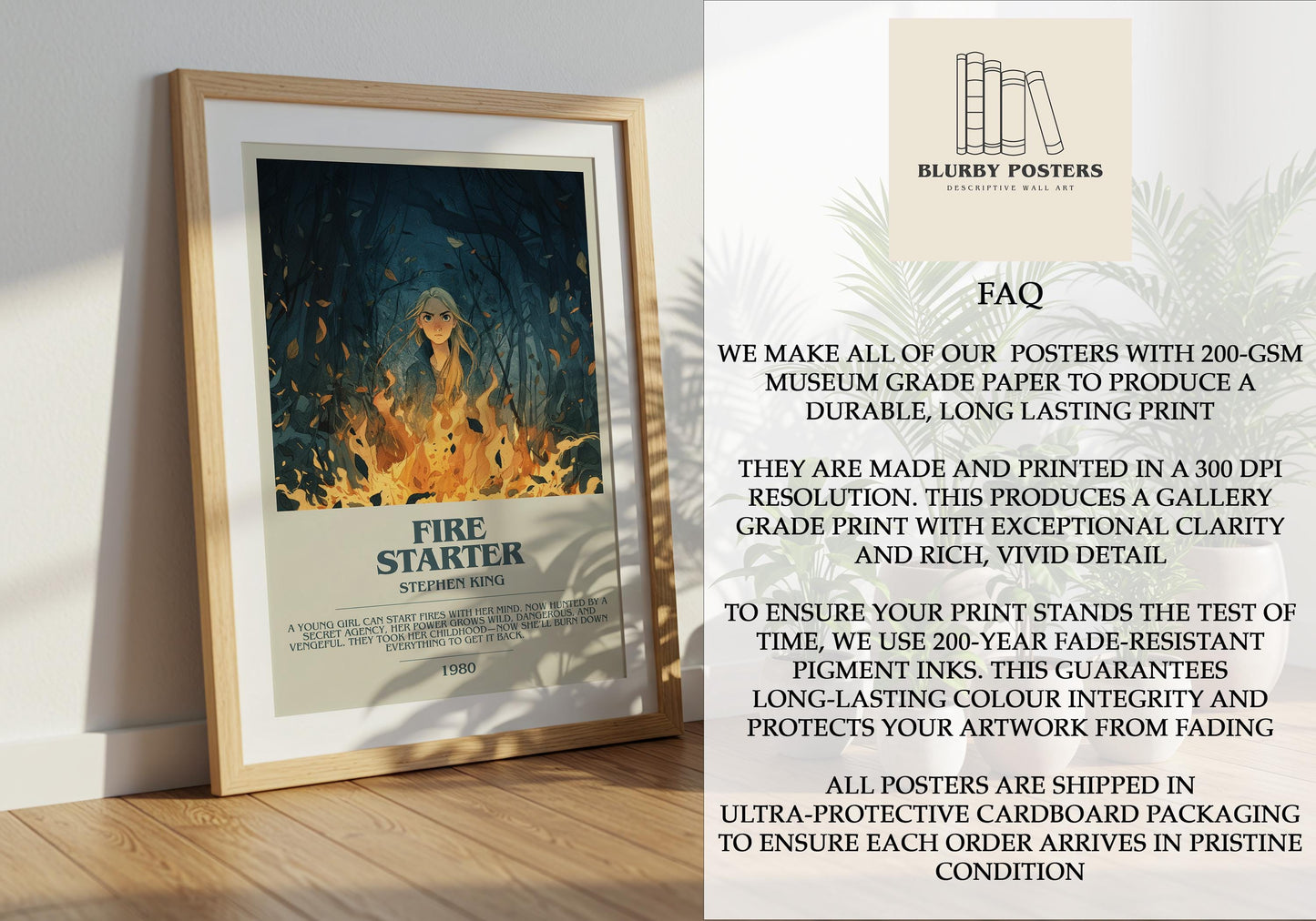 Fire Starter by Stephen King | Descriptive Book Poster | Modern