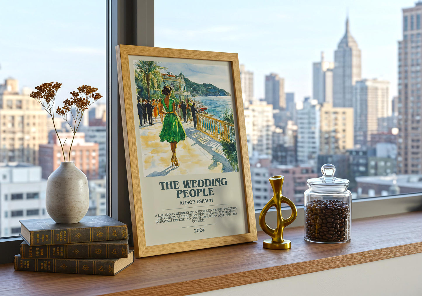 The Wedding People by Alison Espach Descriptive Poster Print. Free Delivery Wall Art Author & Blurb Book Artwork Novel Modern Gift