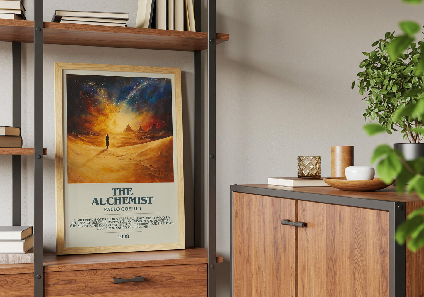 The Alchemist by Paul Coelho Descriptive Poster Print. Free Delivery Wall Art Author & Blurb Book Artwork Novel Modern Gift