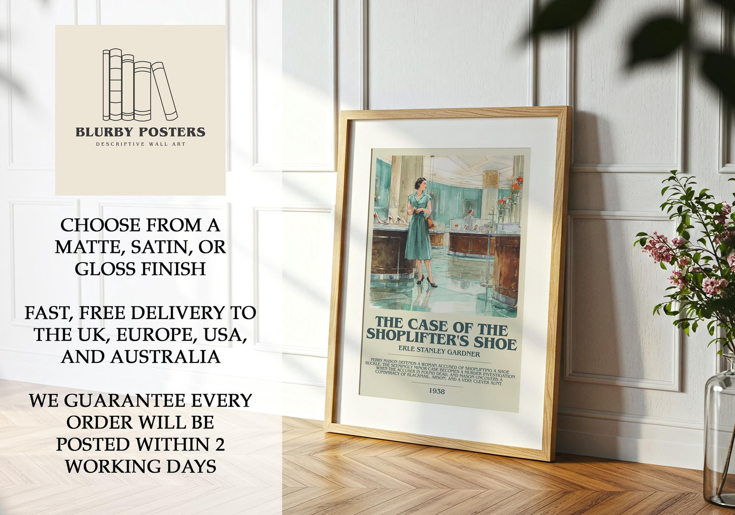 The Case of the Shoplifter's Shoe by Erle Stanley Gardner | Descriptive Book Poster | Modern