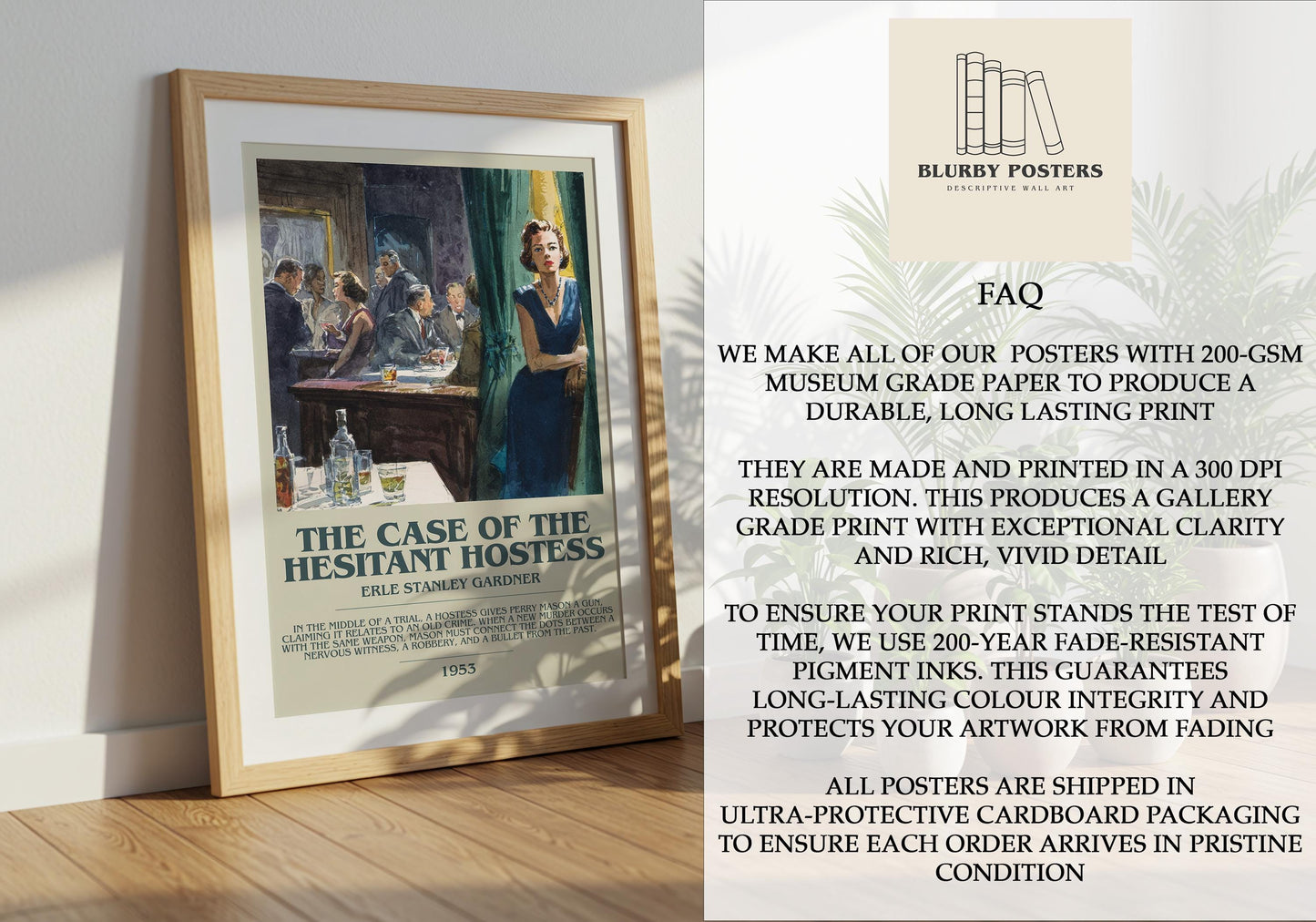 The Case of the Hesitant Hostess by Erle Stanley Gardner | Descriptive Book Poster | Modern