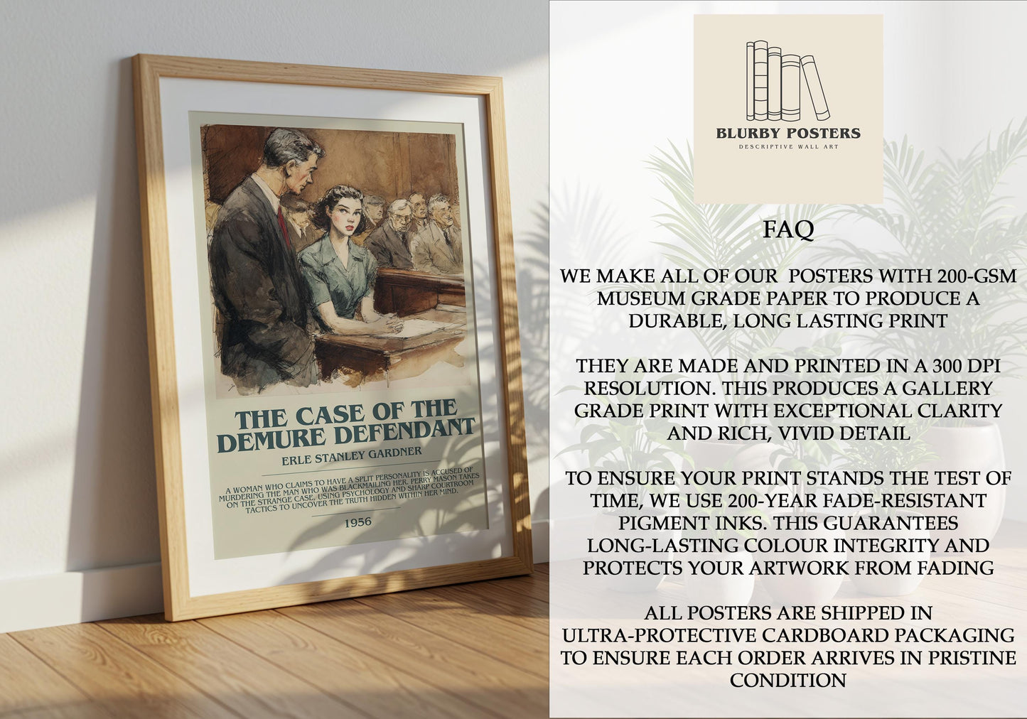 The Case of the Demure Defendant by Erle Stanley Gardner | Descriptive Book Poster | Modern