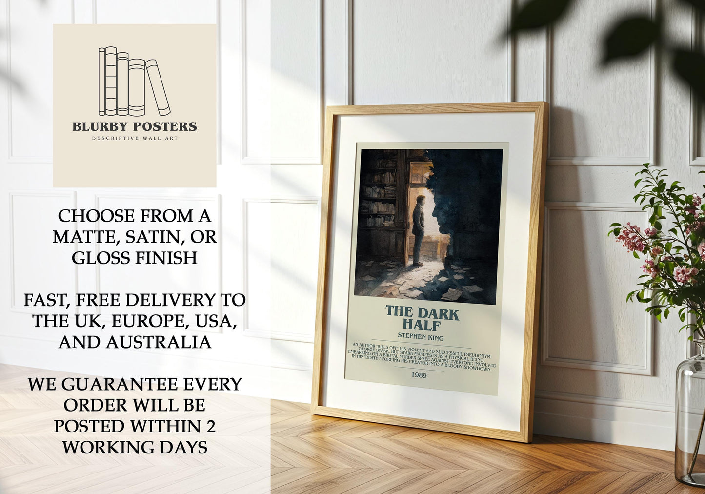 The Dark Half by Stephen King | Descriptive Book Poster | Modern