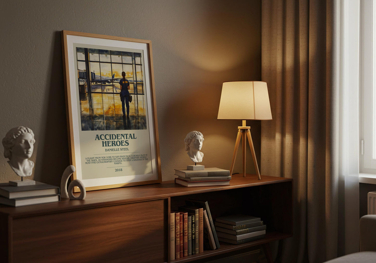 Accidental Heroes by Danielle Steel Descriptive Poster Print. Free Delivery Wall Art Author & Blurb Book Artwork Novel Modern Gift