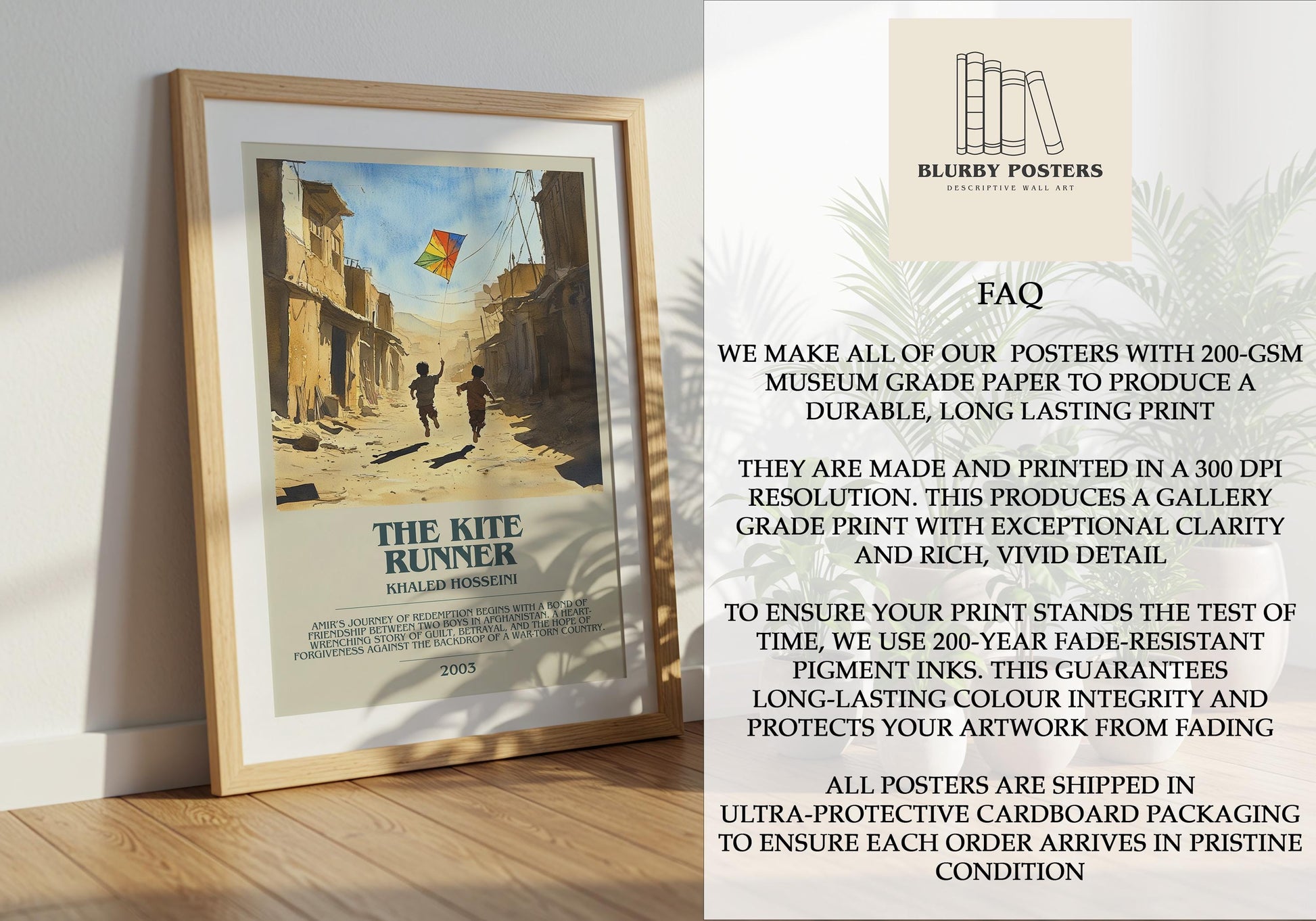 The Kite Runner by Khaled Hosseini | Descriptive Book Poster | Modern