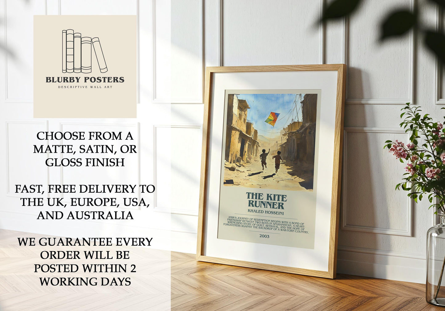 The Kite Runner by Khaled Hosseini | Descriptive Book Poster | Modern