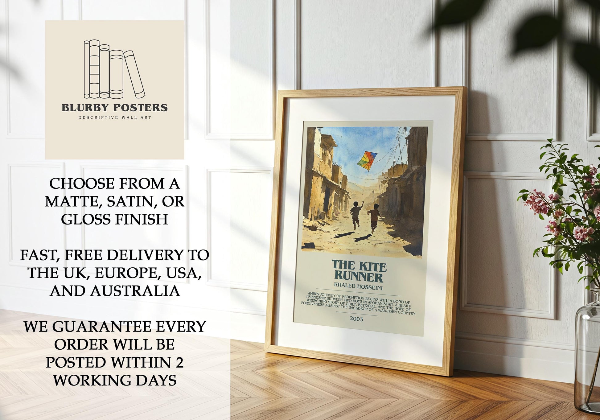 The Kite Runner by Khaled Hosseini | Descriptive Book Poster | Modern