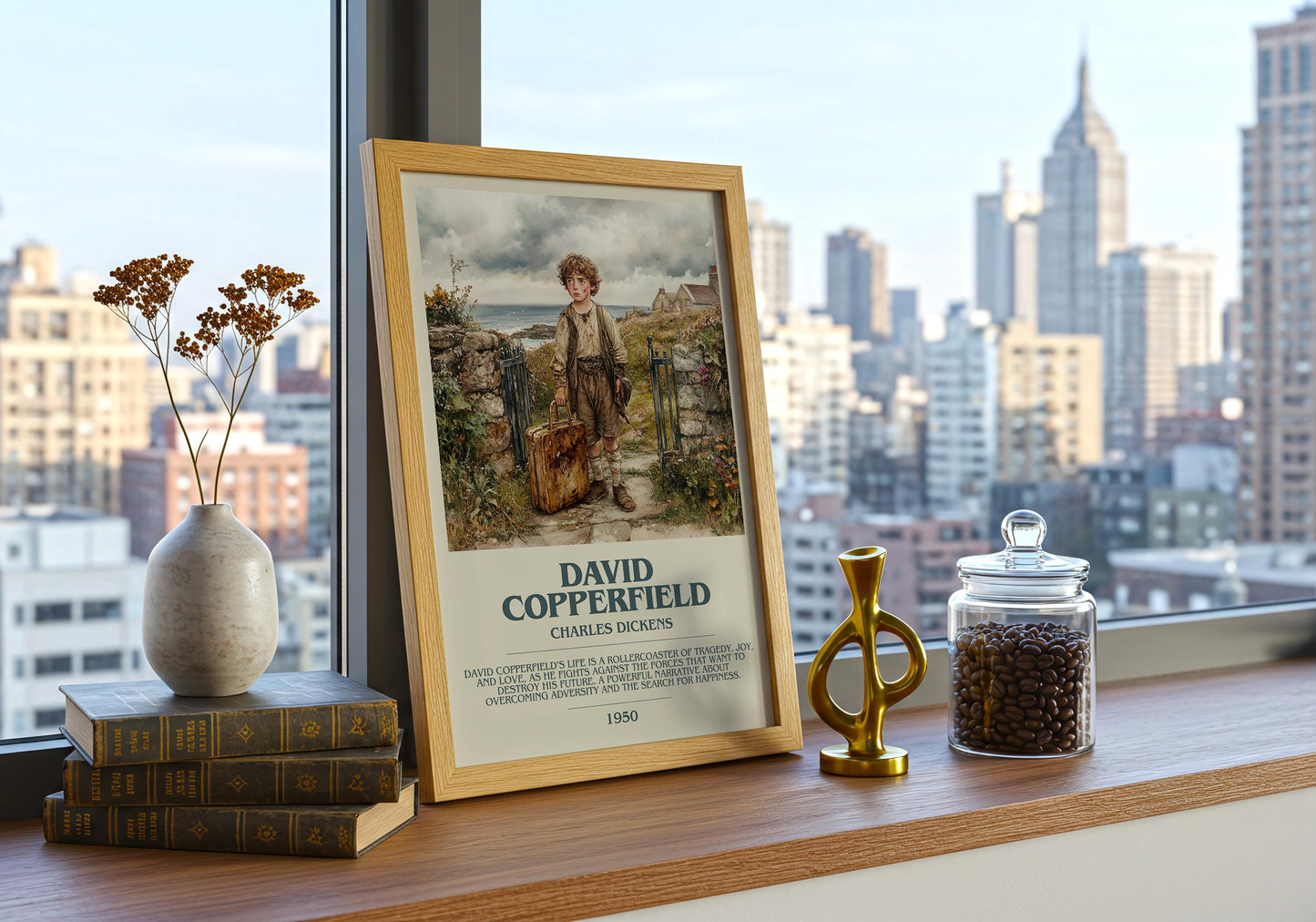 David Copperfield by Charles Dickens Descriptive Poster Print. Free Delivery Wall Art Author & Blurb Book Artwork Novel Modern Gift