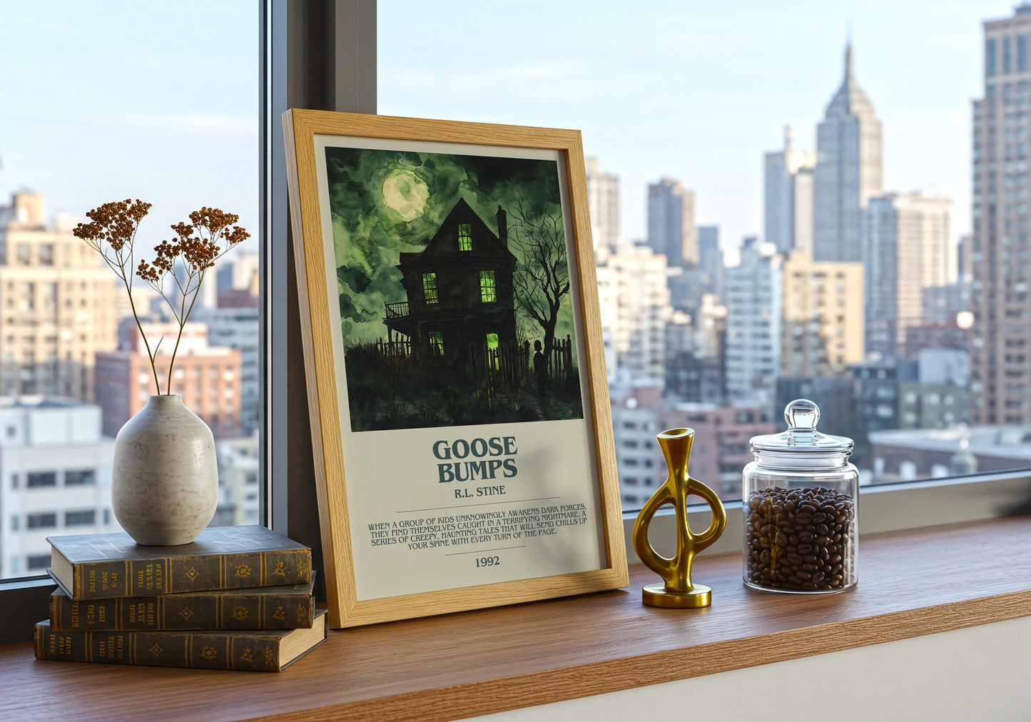 Goosebumps by R.L. Stine Descriptive Poster Print. Free Delivery Wall Art Author & Blurb Book Artwork Novel Modern Gift