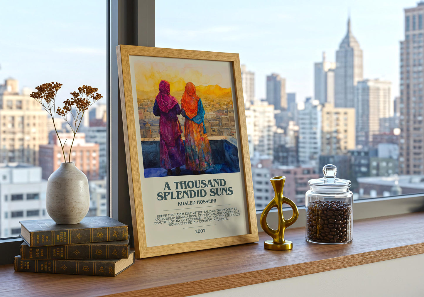 A Thousand Splendid Suns by Khaled Hosseini Descriptive Poster Print. Free Delivery Wall Art Author & Blurb Book Artwork Novel Modern Gift