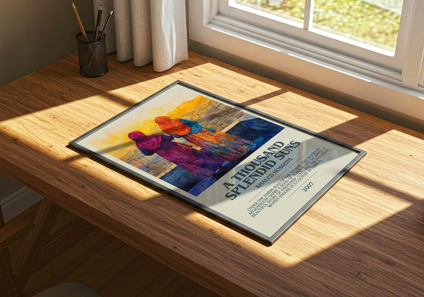 A Thousand Splendid Suns by Khaled Hosseini Descriptive Poster Print. Free Delivery Wall Art Author & Blurb Book Artwork Novel Modern Gift