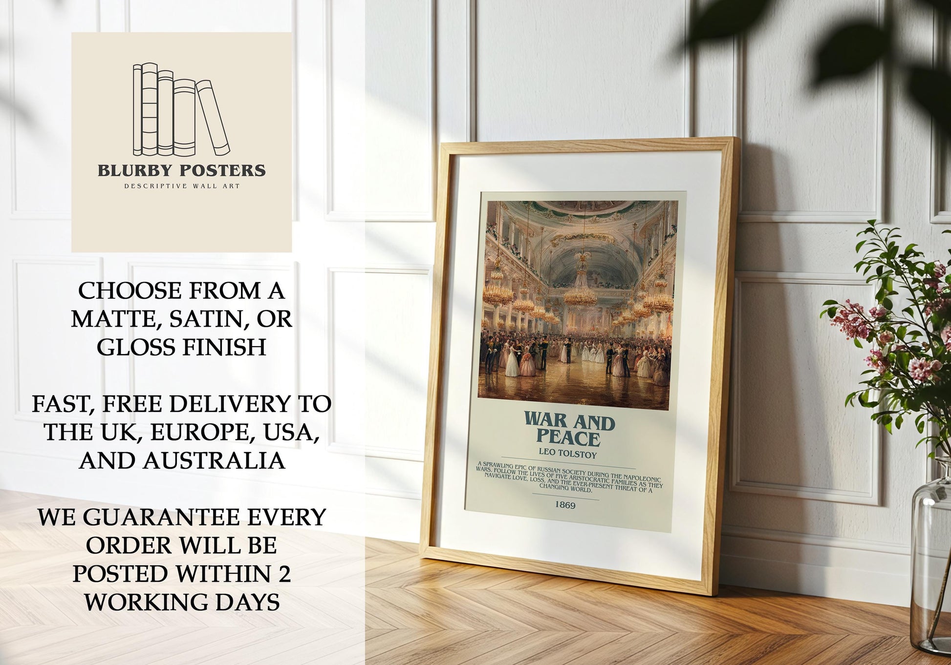 War and Peace by Leo Tolstoy | Descriptive Book Poster | Modern