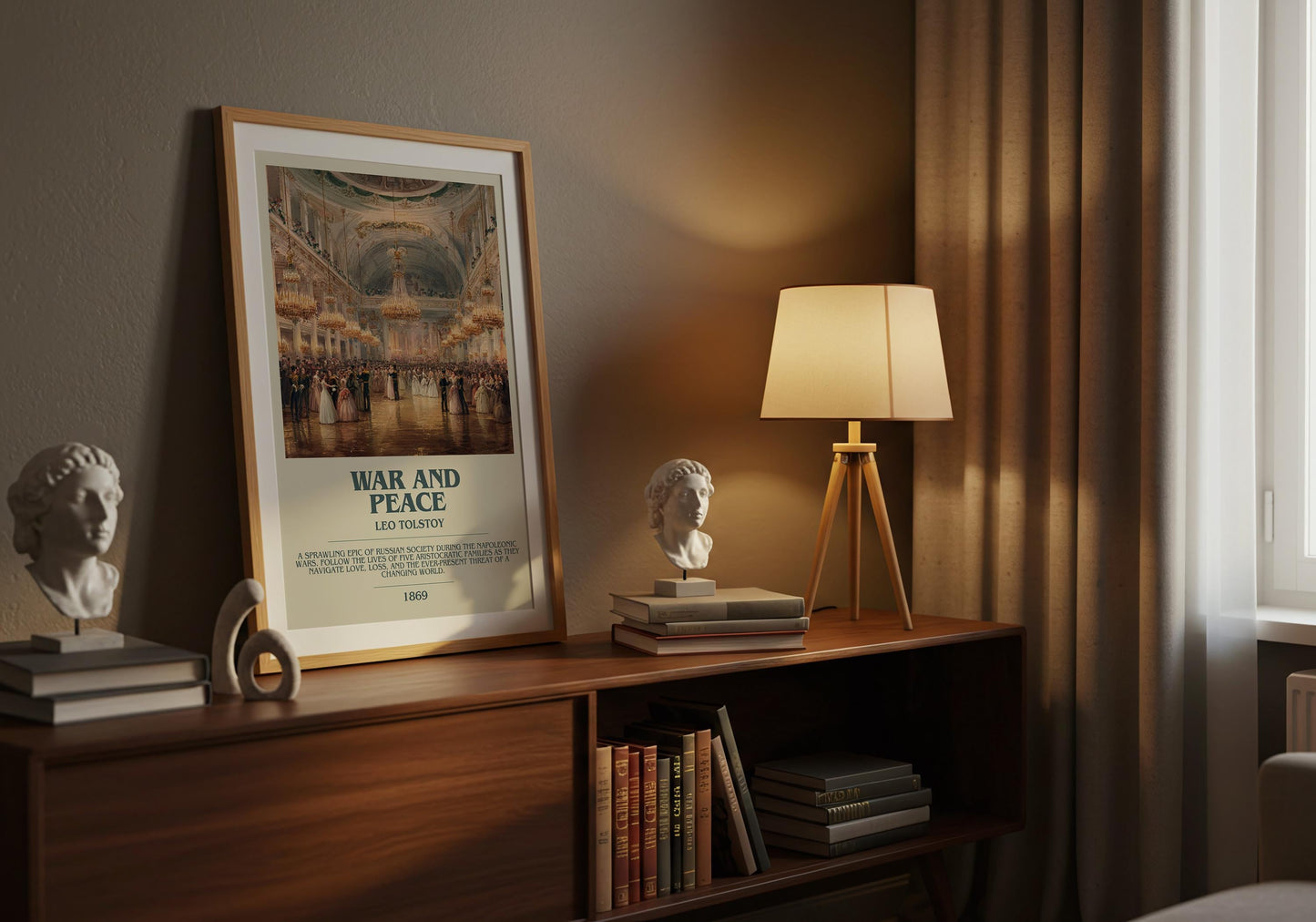 War and Peace by Leo Tolstoy | Descriptive Book Poster | Modern