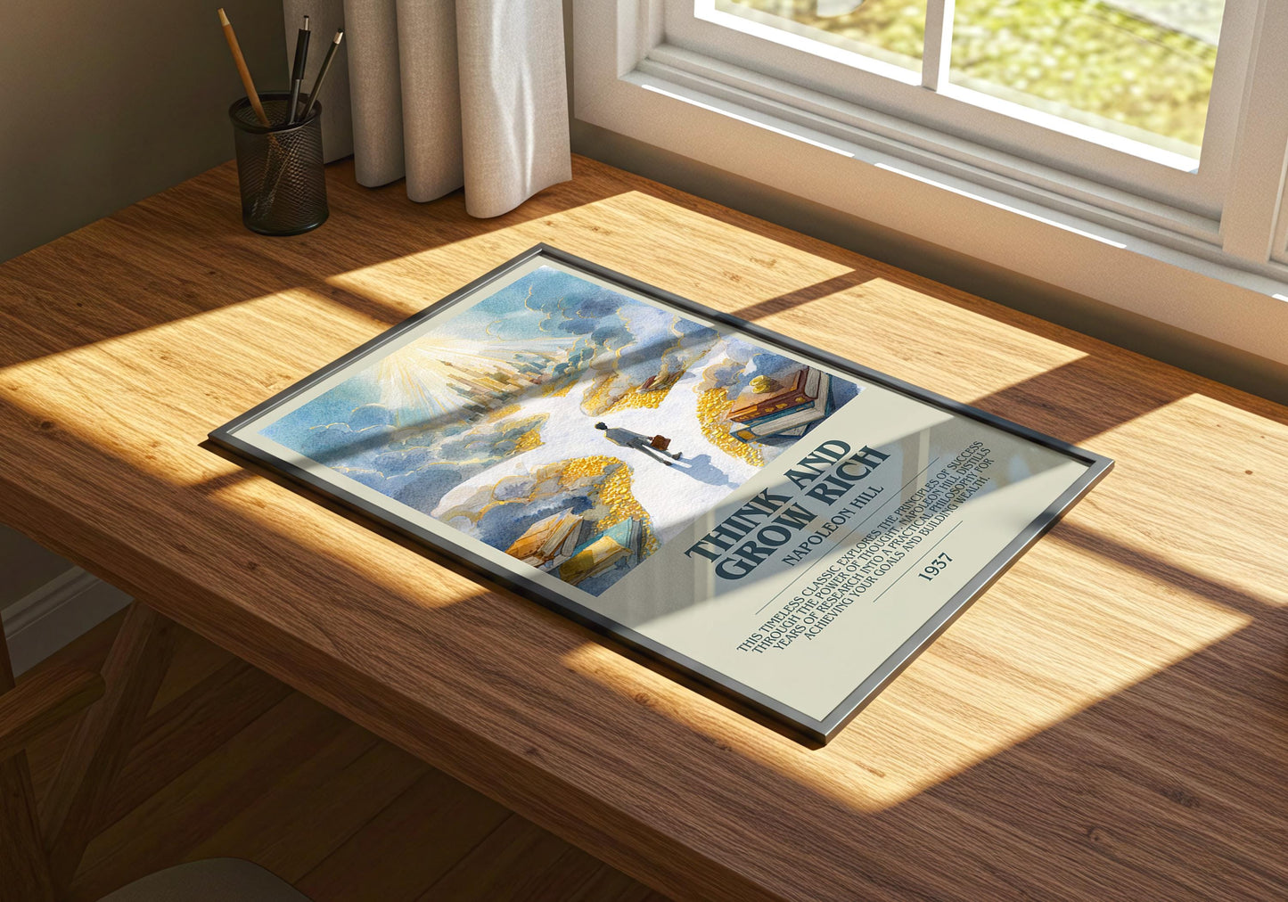 Think and Grow Rich by Napoleon Hill | Descriptive Book Poster | Modern