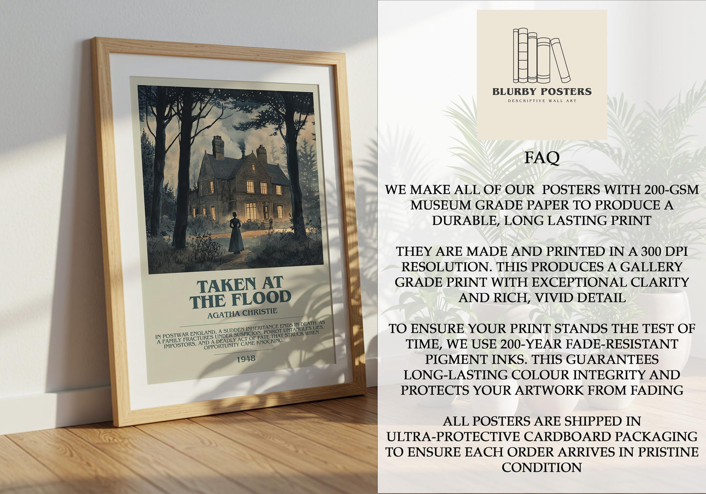 Taken At The Flood by Agatha Christie | Descriptive Book Poster | Modern