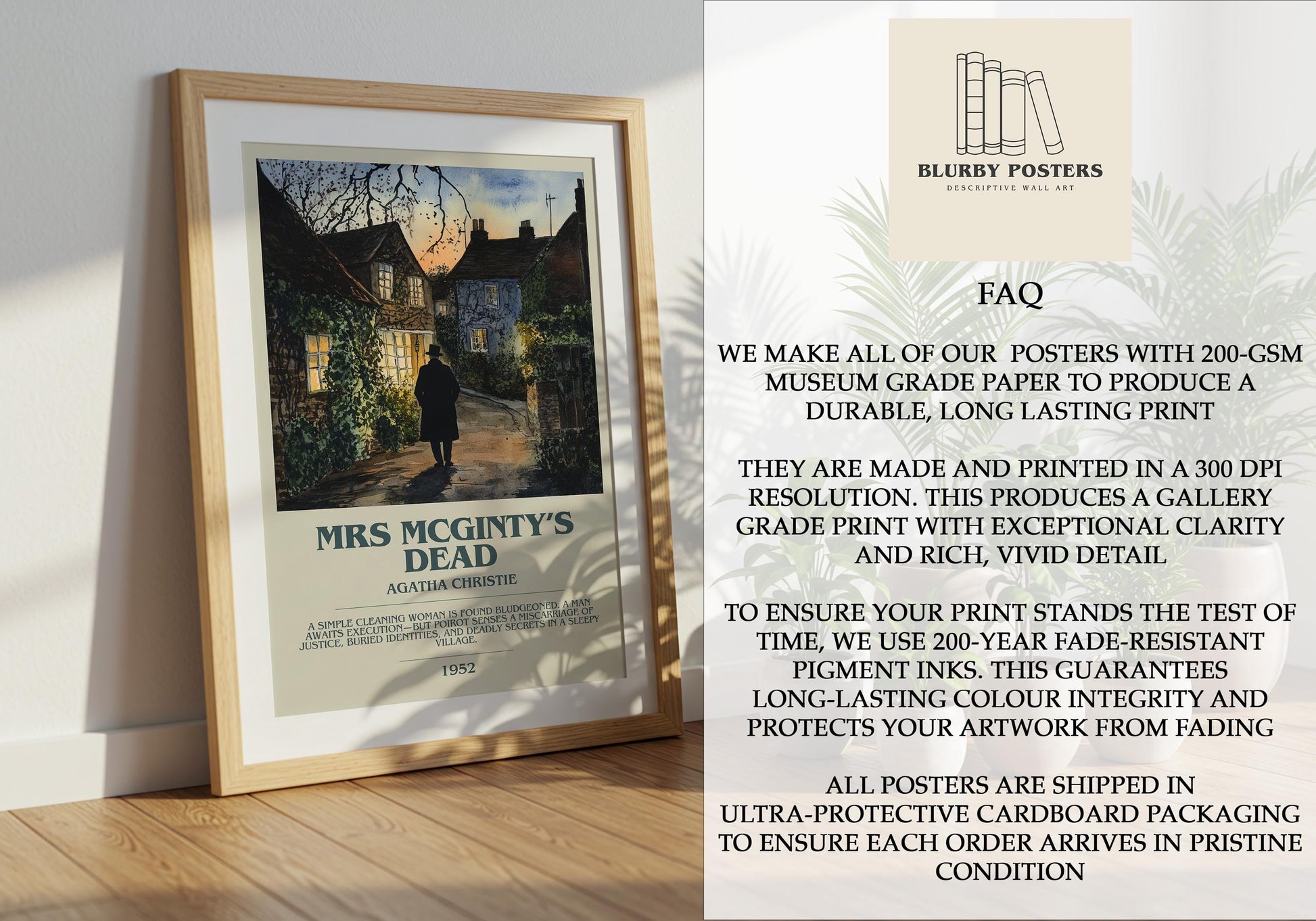 Mrs McGinty's Dead by Agatha Christie | Descriptive Book Poster | Modern