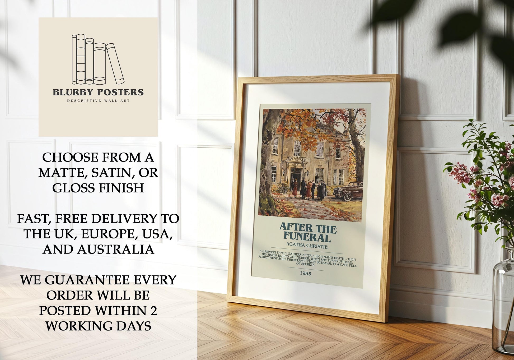 After The Funeral by Agatha Christie | Descriptive Book Poster | Modern