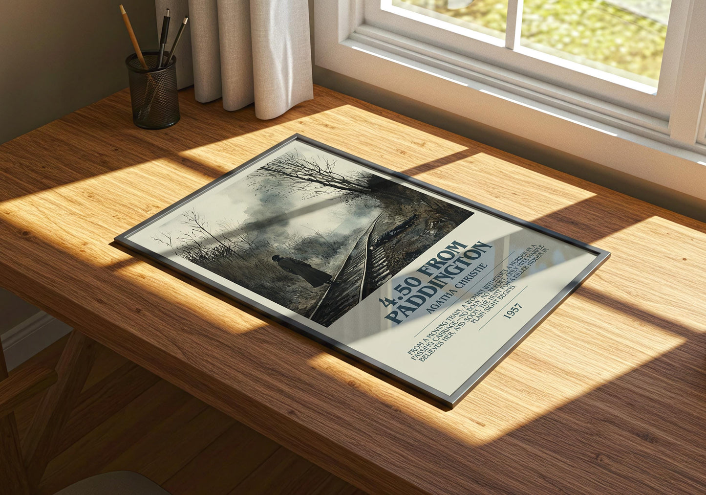 4.50 From Paddington by Agatha Christie Descriptive Poster Print. Free Delivery Wall Art Author & Blurb Book Artwork Novel Gift