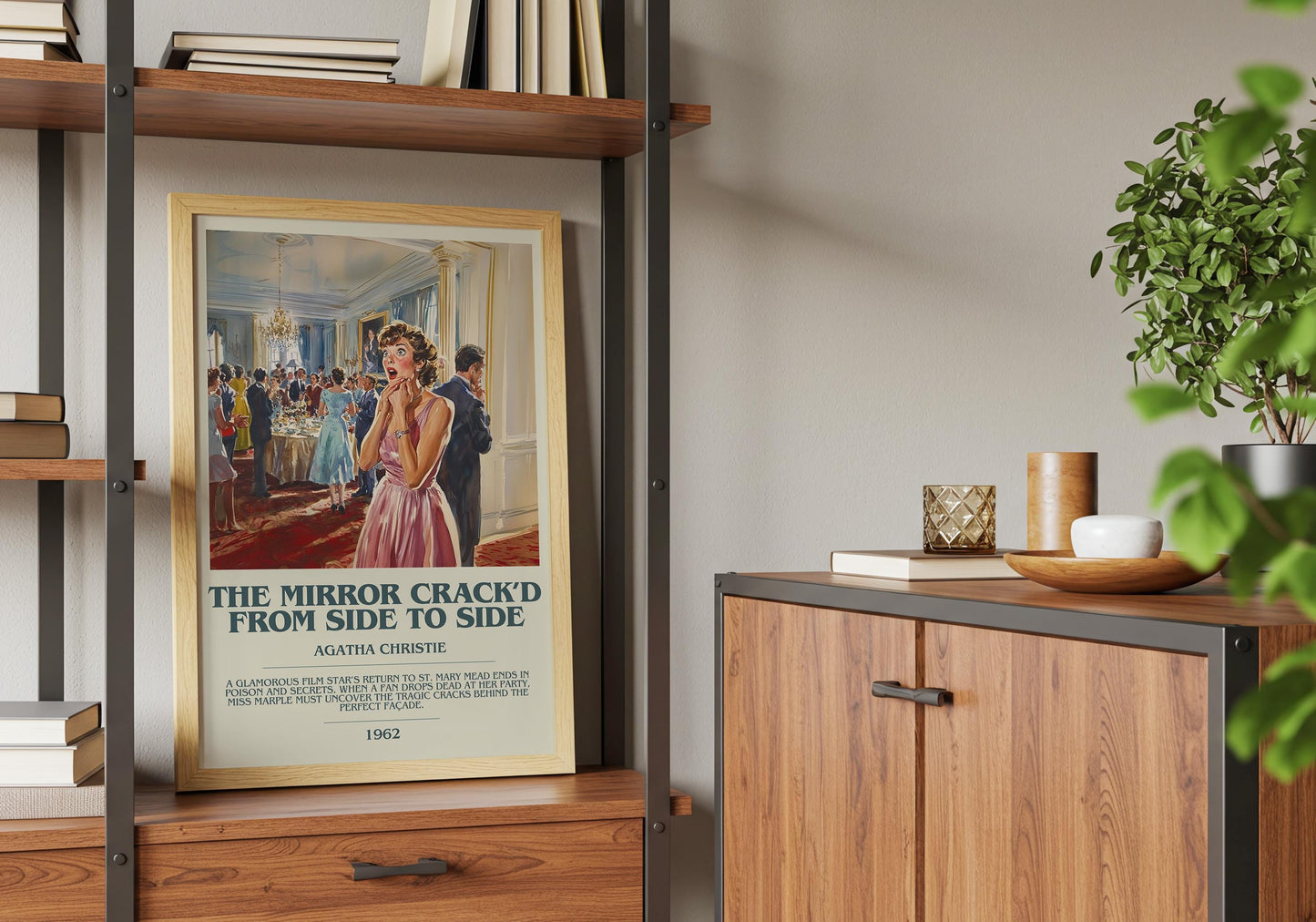 The Mirror Crack'd From Side To Side by Agatha Christie Descriptive Poster Print. Free Delivery Wall Art Author & Blurb Book Artwork Novel