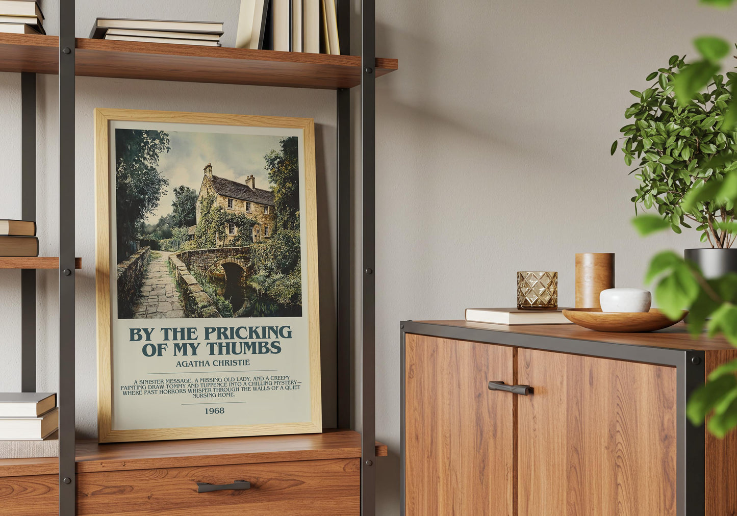 By The Pricking Of My Thumbs Descriptive Poster Print. Free Delivery Wall Art Author & Blurb Book Artwork Novel