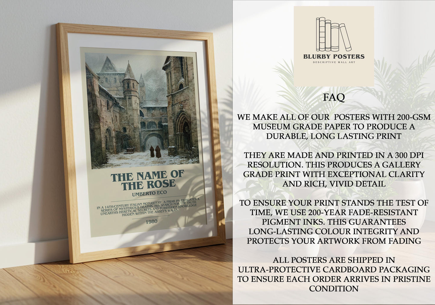 The Name Of The Rose by Umberto Eco | Descriptive Book Poster | Modern