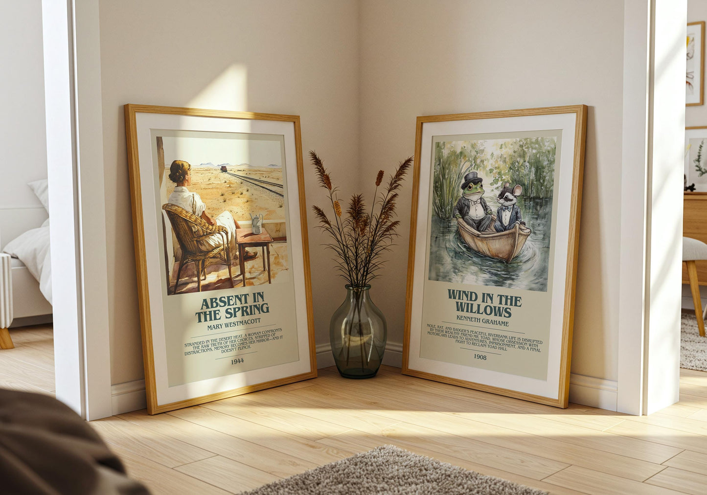Absent In The Spring by Mary Westmacott Descriptive Poster Print. Free Delivery Wall Art Author & Blurb Book Artwork Novel